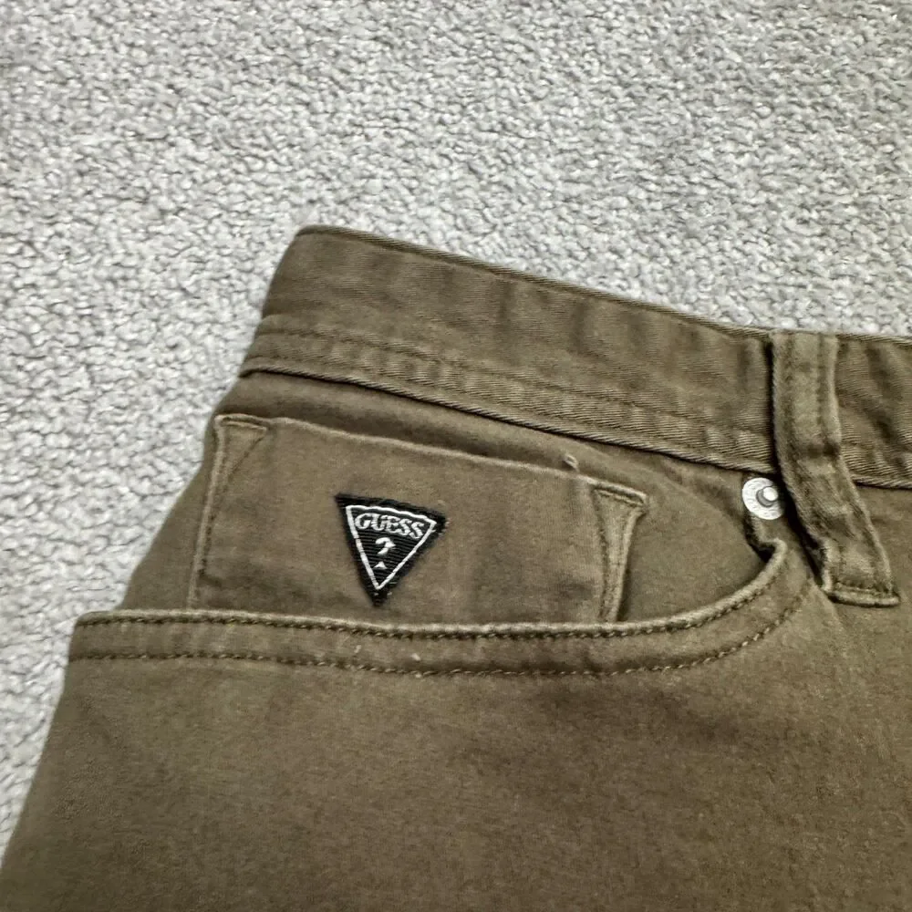 Guess Straight Leg Denim Jeans Mens 36 Olive Green 5-Pocket Casual Stretch 33x28